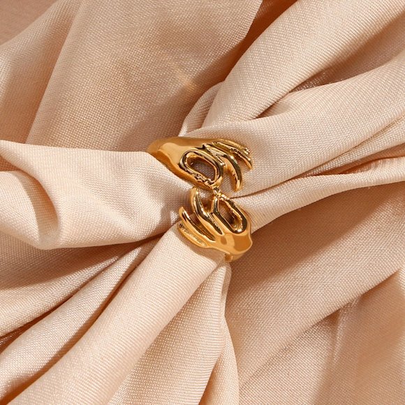 Promise Infinity Hand Gesture Ring 18K Gold Plated - Picture 3 of 7